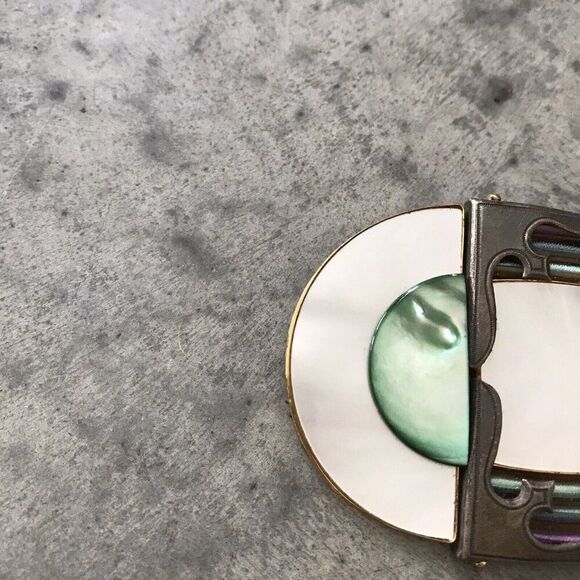 Langani Mother Of Pearl Art Deco Brooch Pin Oblong Antique Rare Vintage - Picture 7 of 9